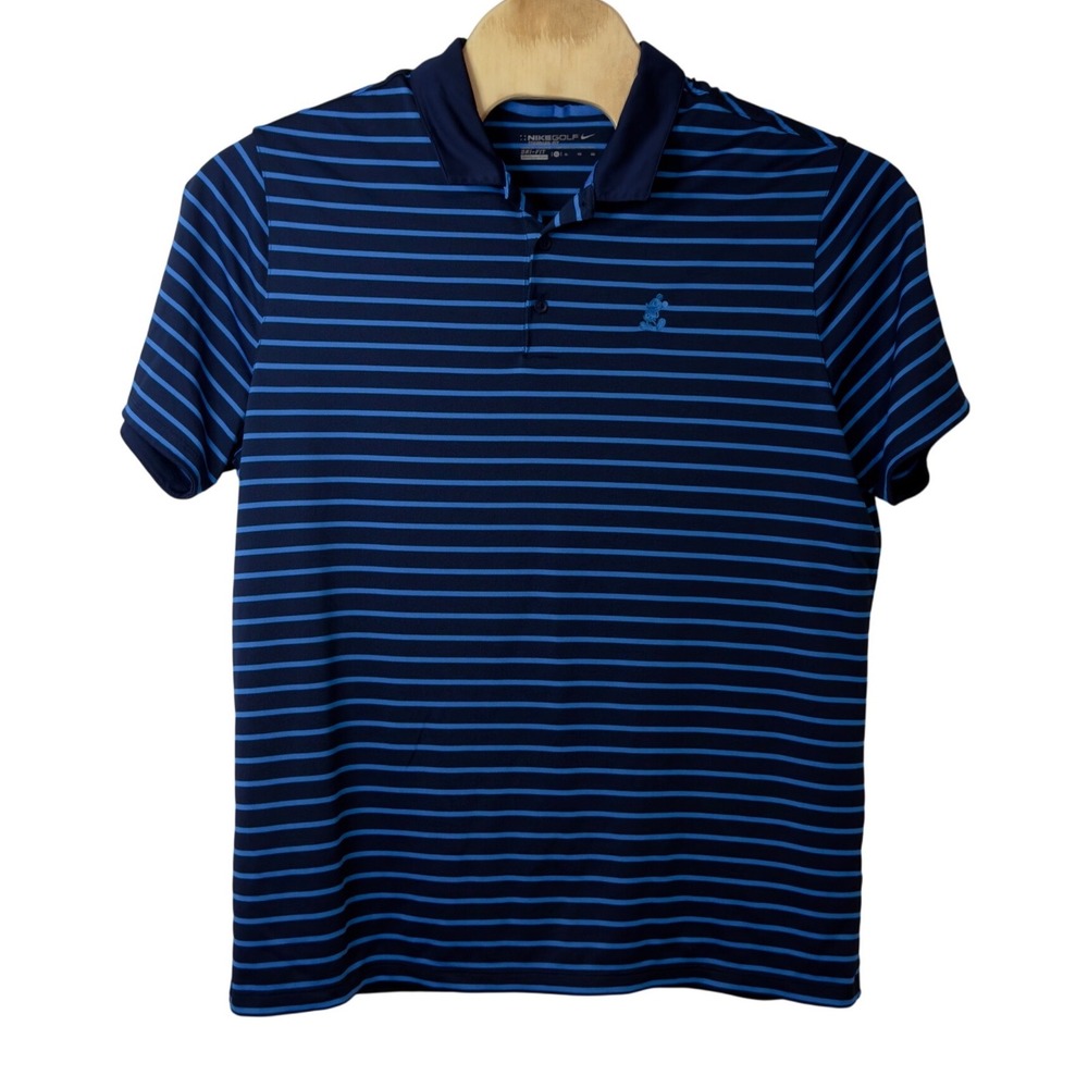 Nike Golf x Disney Parks Striped Polo Shirt Size XL Mickey Logo Stretch Casual